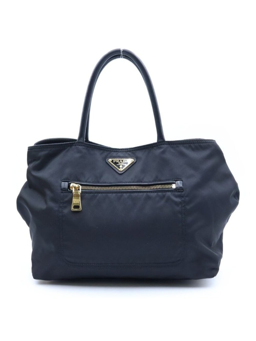 Prada Nylon 2-Way Hand Shoulder Tote Bag Black Gold